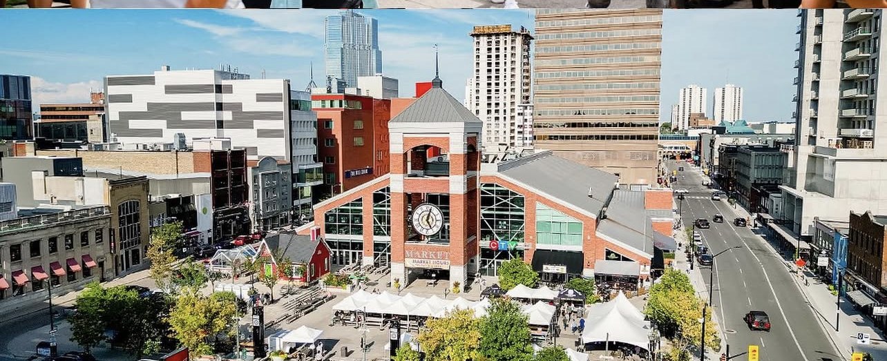 Aerial drone view over Covent Garden Market.